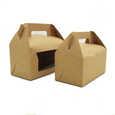 kraft paper box with window paper box with die cut handle paper box for bread