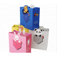 Ecofriendly Cute Cartoon Animals And Kind Of Colors Recyclable Customized Paper Bags For Children