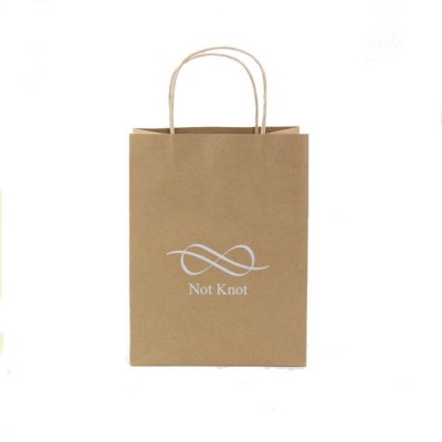 recyclable  factory brown kraft paper bag with custom logo and twisted paper handle